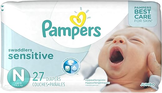 Fraldas Pampers Swaddlers Sensitive Tamanho 0 para Recém-Nascidos, 27 Unidades