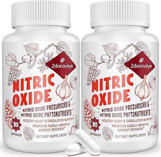 Zdoroviye - Suplemento de Óxido Nítrico para Homens, 2.255mg por Porção, 90 Cápsulas – 13 em 1 com Arginina