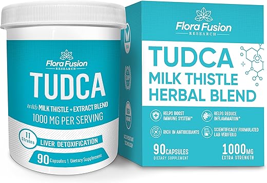 Flora Fusion Research - Dr. Miller’s Tudca – Suplemento de Fígado com Sais Biliares 1000mg – Enriquecido com 8 Extratos Herbais e Antioxidantes para Inflamação do Fígado e Vesícula Biliar – Ingredientes Cuidadosamente Selecionados (Dois…)