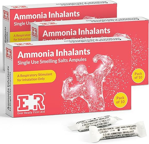 Ampolas de Inalante de Amônia, Alívio Rápido para Tontura – Ampolas Snap – 10ml - Ever Ready First Aid