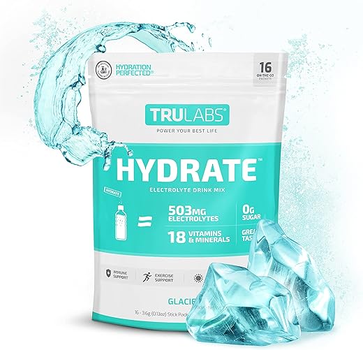 TRULABS - TruLabs Hydrate Glacier: Pó Hidratante com Eletrólitos para Bebida – Destaque em Hidratação