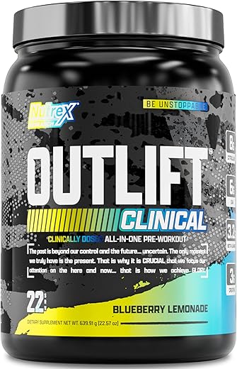 Outlift Clinical – Pré-treino em Pó Clinicamente Dosado com Creatina, Citrulina, EAA | Energia, Desempenho, Bomba – Produto para Homens - Nutrex Research