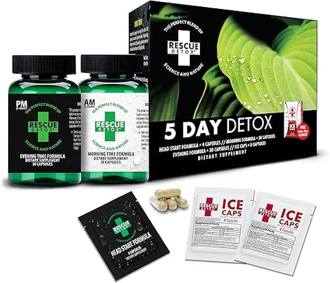 Kit 5 Dias – 72 Cápsulas | Limpeza Completa do Corpo com Bônus de Cápsulas Instantâneas ICE - Rescue Detox