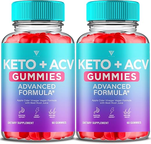 Fyvus - (2 Pacotes) Gomas Keto ACV Fórmula Avançada de Suporte, ACV Keto 1000MG Vinagre de Maçã Keto Suplemento Multivitamínico Vitamina B12 B6 para Mulheres Homens Digestão Energia e Bem-estar