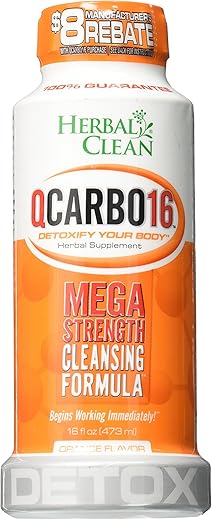 QCarrbo16 Detox Laranja 16 fl oz (473 ml) – Limpeza Herbal para Desintoxicação - Herbal Clean