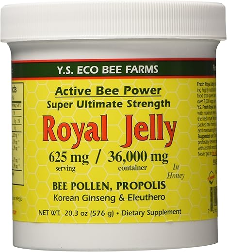 YS Eco Bee Farms - Mix de Mel, Própolis, Ginseng, Pólen de Abelha e Geléia Real Fresca – 36.000mg Y.S. Org 20,3 oz (600g)