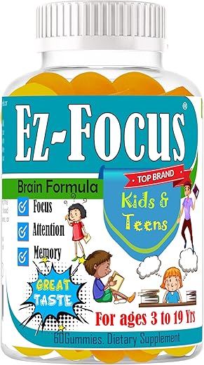 Celebrity LifeStyle Product - Ez Focus Gummies para Crianças – Suporte para Concentração e Atenção – Vitaminas Mastigáveis para Crianças e Adolescentes – Gomas Infantis para Foco e Calma – Ômegas Naturais DHA – Marca Ez Focus