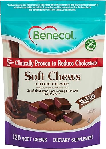 Soft Chews – Redutor de Colesterol com Plantas Estanóis Comprovadas Clinicamente – Suplemento para Gerenciamento de Colesterol (120 Chocolates) - Benecol