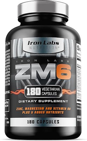 Iron Labs Nutrition - Iron Labs ZM6 – Suplemento de Zinco e Magnésio de Alta Potência – 180 Cápsulas Vegetarianas (Fornecimento de 3 Meses) – Complexo Super Reforçado de Zinco Magnésio Aspartato e B6
