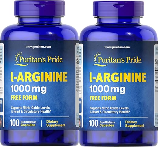 Puritan's Pride - Puritan’s Pride L-Arginina 1000mcg, 100 Comprimidos (Pacote com 2), total 200 – Aumente sua energia e desempenho!