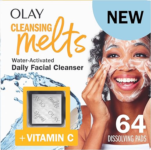 Cleansing Melts Vitamina C – Limpeza Facial, 64 un. (2 x 32 un.), Sabonete Facial Ativado por Água, Limpa, Tonifica e Refresca a Pele - Olay