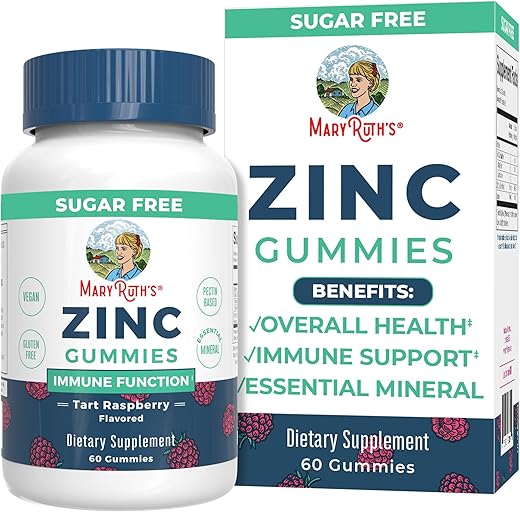 MaryRuth Organics - Zinc Gummies MaryRuth’s | Suplemento de Zinco | Suporte Imunológico | Mineral Essencial | Base de Pectina | Saúde Geral