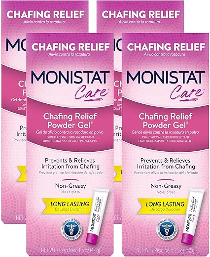 Gel em Pó para Alívio de Assaduras, Proteção Antifricção, Gel sem Fragrância, 1,5 Oz, 4 Pacotes - Monistat