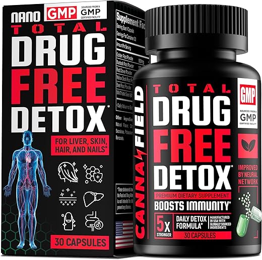 CANNA FIELD - Total Detox e Limpeza do Fígado – Fabricado nos EUA – Detox de 5 Dias – Limpador Natural de Toxinas para Pele, Cabelo, Unhas, Intestino – Suporte e Reparo Mega – Fórmula Natural de Saúde Herbal, Imunidade