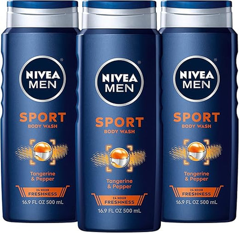 Sport Body Wash com Minerais Revitalizantes, Kit com 3 Frascos de 500ml - Nivea Men