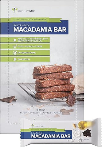 Barras de Macadâmia Rica em Polifenóis, 12 Unidades – Embalagem Econômica - Gundry MD