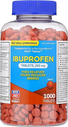 Ibuprofeno 200mg – 1000 Comprimidos | Alívio da Dor e Redutor de Febre, Alívio de Enxaqueca – Alívio de Dor nas Costas – Alívio de Dor Artrítica – Analgésico - Rite Aid