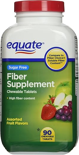 Suplemento de Fibra, 90 Comprimidos Mastigáveis (Comparável ao Fiber Choice) - Equate