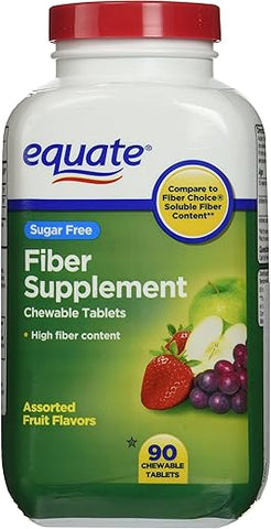 Suplemento de Fibra, 90 Comprimidos Mastigáveis (Comparável ao Fiber Choice) - Equate
