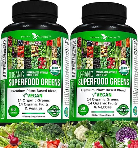 Superalimentos Orgânicos 2-Pack, Rico em Vitaminas – Verde, Frutas e Legumes – 500g - Potent Garden