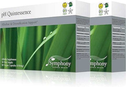 Symphony Natural Health - pH Quintessence – Concentrado de Alfafa 40:1 – 180 Cápsulas Veganas (Fornecimento de 60 Dias) – Alcalinize o Corpo, Equilibre o pH e Apoie a Desintoxicação – 2 Pacotes