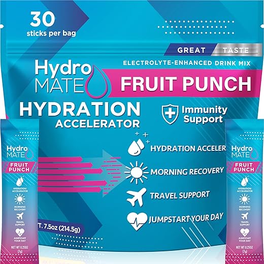 NatureWorks - Hidratante em Pó HydroMATE Sabor Frutas Vermelhas Baixo Açúcar com Vitamina B12 – Bebida Aceleradora de Hidratação e Recuperação