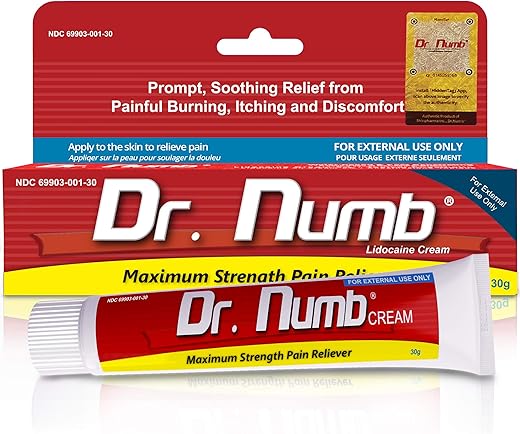 Creme Anestésico 5%% Lidocaína 30g – Máxima Potência para Tatuagem, Piercing – Alívio da Dor – Creme Anestésico Tópico sem Prescrição - Dr. Numb