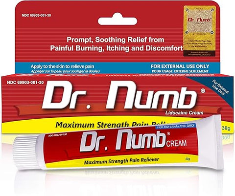 Creme Anestésico 5%% Lidocaína 30g – Máxima Potência para Tatuagem, Piercing – Alívio da Dor – Creme Anestésico Tópico sem Prescrição - Dr. Numb
