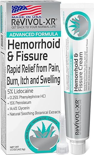 REVIVOL-XR - Tratamento Avançado para Hemorroidas, Alívio Rápido 5%% Lidocaína, Fenilefrina (Inchaço), Glicerina (Protetor), Aloe, Hamamélis, Botânicos Pomada Mais Completa