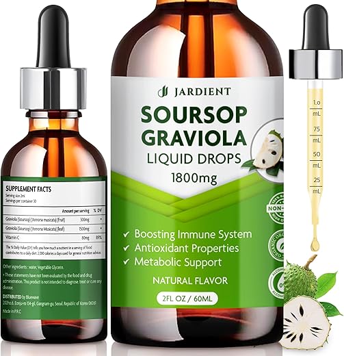 Jardient - Óleo Líquido de Graviola: Extrato Orgânico de Graviola para Suporte e Regeneração Celular – Tintura Comestível de Graviola 60 ml