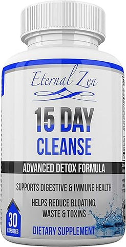 Desintoxicação do Cólon por 15 Dias com Ervas de Força Extra, Senna é um Laxante Natural de Ação Rápida para Alívio da Constipação – Limpeza Completa do Corpo – 30 Cápsulas - Eternal Zen