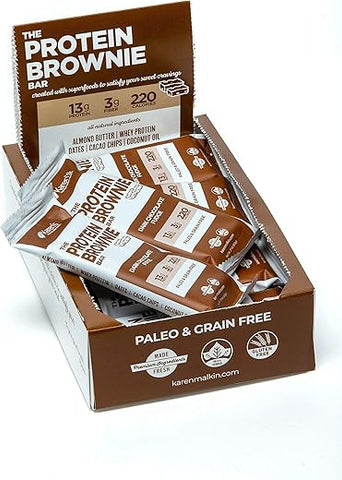 Karen's Transformation Superfood Bars - Barra de Brownie Proteico 12 unidades | Chocolate Amargo | Sem Glúten | Não-OGM | Paleo | 13g Proteína | Envio em 2 Dias