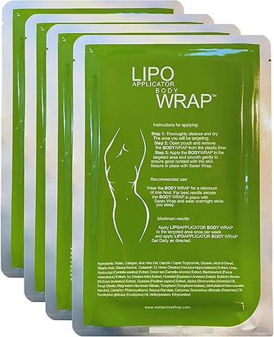 lipo applicator - Ultimate Body Wrap com Guaraná, Chá Verde e Algas Marinhas para Estômago Barriga Pernas Braços Abdômen. 4 Envoltórios