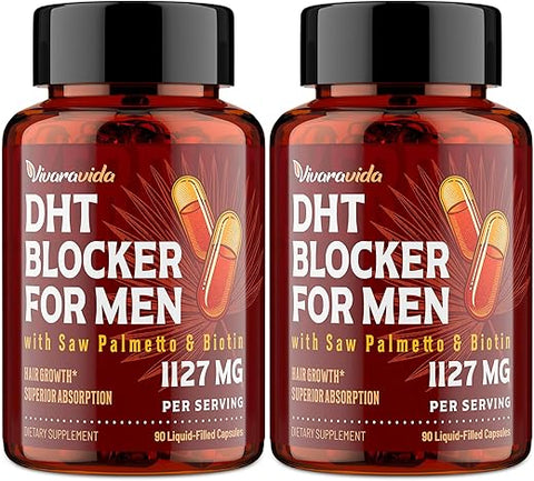 Vivaravida - Bloqueador de DHT para Homens | Suplemento para Crescimento Capilar com Saw Palmetto