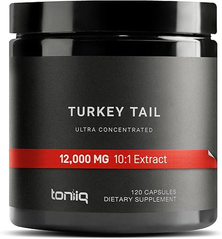Extrato de Cogumelo Turkey Tail 10x Concentrado 12.000mg – Alta Potência de Beta Glucanas – 120 Cápsulas Vegetais - Toniiq