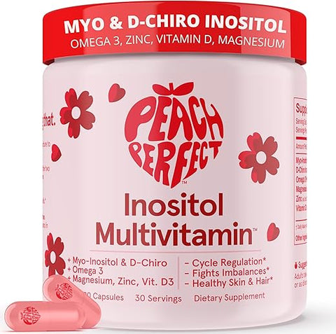 Peach Perfect - Cápsulas de Inositol Multivitamínico – Myo-Inositol 500mg | Aumente sua saúde e bem-estar