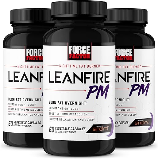 LeanFire PM – Pílulas de Emagrecimento para Mulheres e Homens, Queimador de Gordura e Pílulas de Emagrecimento Noturno para Queimar Gordura, Acelerar o Metabolismo e Melhorar o Sono para Resultados Incríveis - Force Factor