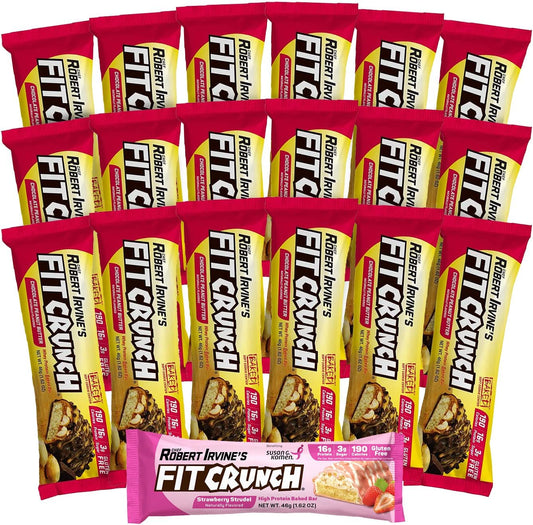 Fit Crunch - FITCRUNCH Barras de Proteína Tamanho Lanche, Criadas por Robert Irvine, Barra Assada de 6 Camadas, 3g de Açúcar