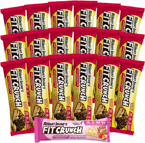 Fit Crunch - FITCRUNCH Barras de Proteína Tamanho Lanche, Criadas por Robert Irvine, Barra Assada de 6 Camadas, 3g de Açúcar