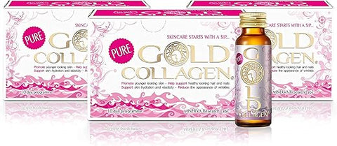 Pure | O Original #1 Suplemento Anti Envelhecimento de Colágeno Líquido | Bebida de Colágeno Marinho Hidrolisado com Ácido Hialurônico, Óleo de Borragem, Vitaminas | 100% Natural e Eficaz - GOLD COLLAGEN