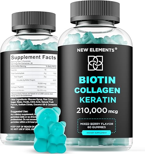 New Elements - Gomas de Biotina com Queratina – Fortaleça seus cabelos e unhas com gomas de alta qualidade!