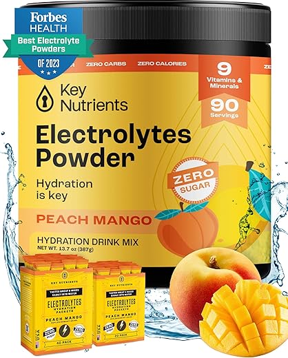 Pó Multivitamínico e Eletrolítico Sem Açúcar – Sabor Pêssego Manga Tropical – Resistência – 100g - KEY NUTRIENTS