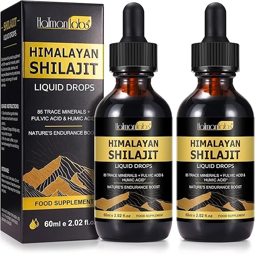 MXCZBSM - Shilajit Puro Himalaia Resina Orgânica Gotas, Líquido de Resina de Shilajit Puro Himalaia Suplemento em Ouro, Gotas Orgânicas de Shilajit Rico em 85 Minerais Traços, para Homens