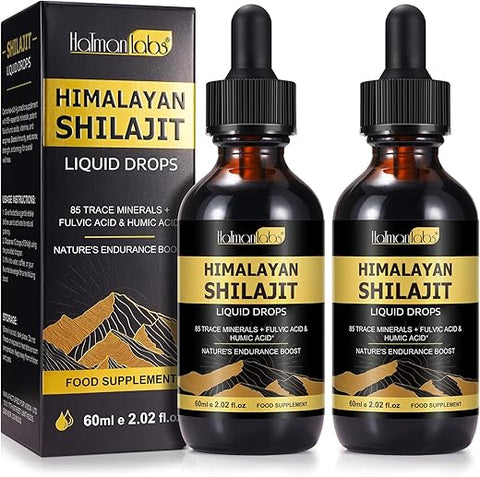 MXCZBSM - Shilajit Puro Himalaia Resina Orgânica Gotas, Líquido de Resina de Shilajit Puro Himalaia Suplemento em Ouro, Gotas Orgânicas de Shilajit Rico em 85 Minerais Traços, para Homens