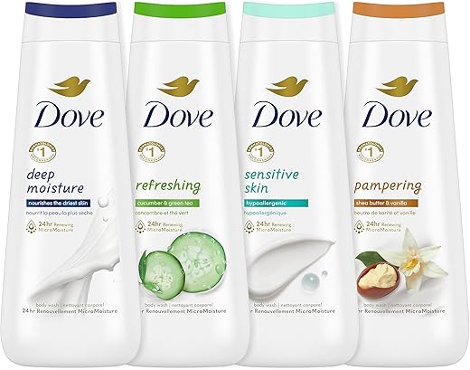 Body Wash Hidratação Profunda, Pele Sensível, Pepino e Chá Verde, e Manteiga de Karité – 250ml - Dove