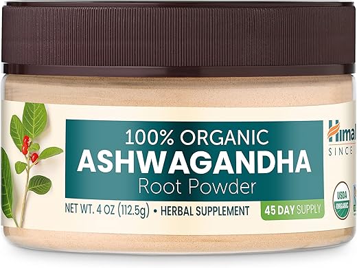 Ashwagandha em Pó 100%% Orgânico Certificado USDA, Suporte para Relaxamento, Alívio do Estresse, Energia, Insônia Ocasional, Não-OGM, Vegano, Sem Sabor, 50g - Himalaya