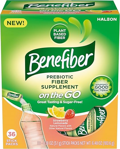 Stick Packs de Morango Limonada, 36 Unidades – Embalagem Prática e Rica em Fibras - Benefiber