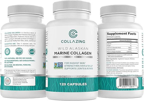 C COLLAZING - Colágeno Marinho Alaskan Wild-Caught com Peptídeos e Ácido Hialurônico – 100g