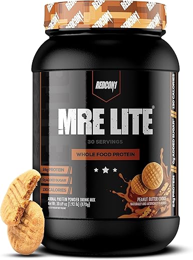 MRE Lite – Proteína em Pó de Alimentos Integrais, Sabor Amendoim – Baixo Carboidrato – 500g - REDCON1