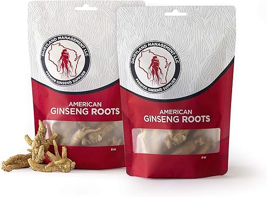 Dairyland Management LLC - Raízes de Ginseng Americano Dairyland 西洋参 – Embalagem de 16 oz de Raízes de Ginseng do Wisconsin – Autêntico Ginseng Americano – Não-OGM, Sem Glúten – Ginseng Inteiro em g – Use Este Suplemento Herbal em
